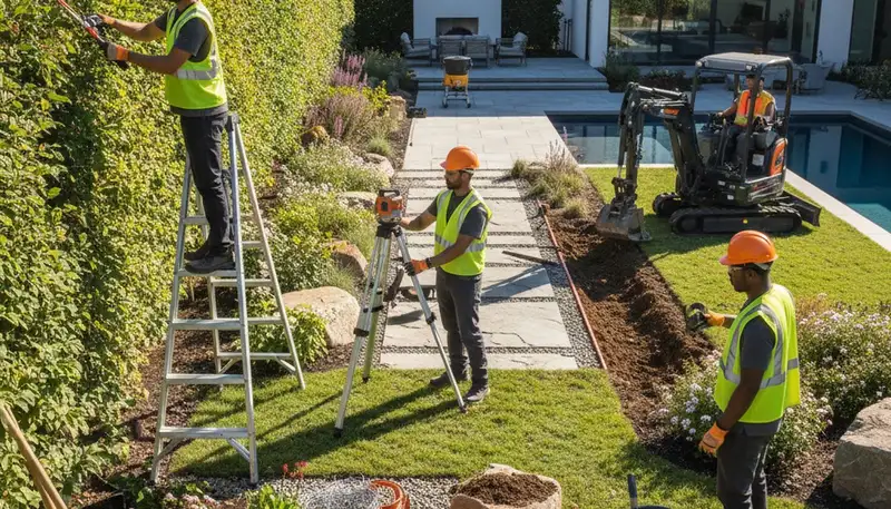 Fort Lauderdale, FL tree service crew designing a storm-ready landscape for a commercial property