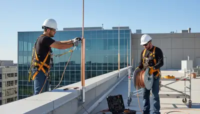 Fort Lauderdale tree specialists installing lightning protection on a tree for storm season safety