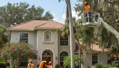 Tree service crew removing a tree in Fort Lauderdale, FL for safe residential property protection