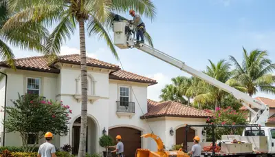 Tree service crew in Fort Lauderdale, FL providing safe tree removal on a residential property