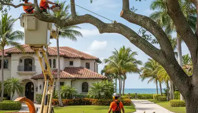 Professional tree removal crew serving Fort Lauderdale, FL on a residential property