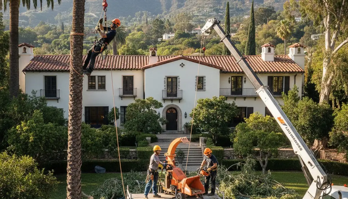 Tree service crew removing a tree in Fort Lauderdale, FL for safe residential property clearance