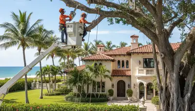 Fort Lauderdale, FL tree service crew removing a tree for safe residential property clearing