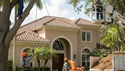 Fort Lauderdale, FL tree service crew performing safe tree removal for a residential property
