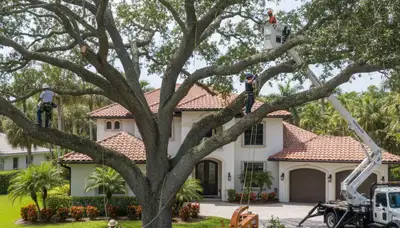 Tree service crew in Fort Lauderdale, FL handling professional tree removal for a local property