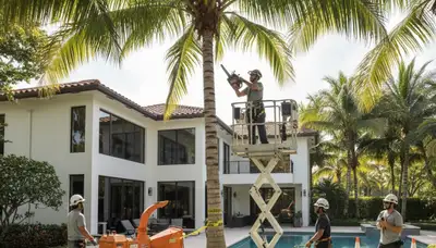 Tree service crew in Fort Lauderdale, FL performing professional tree removal for a local property