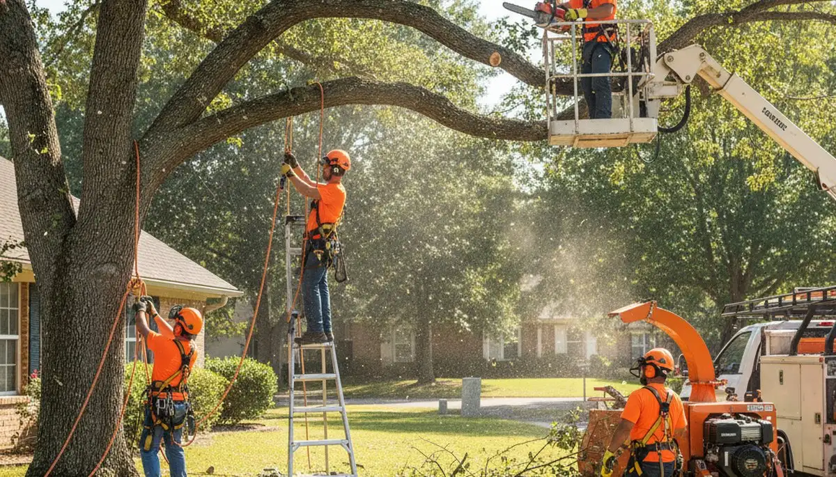 Tree trimming crew shaping healthy trees in Fort Lauderdale, FL for Arbor Tree Care